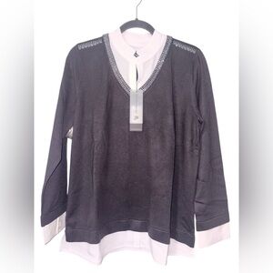 Karl Lagerfeld Paris Two-Layer Blouse – Black & White